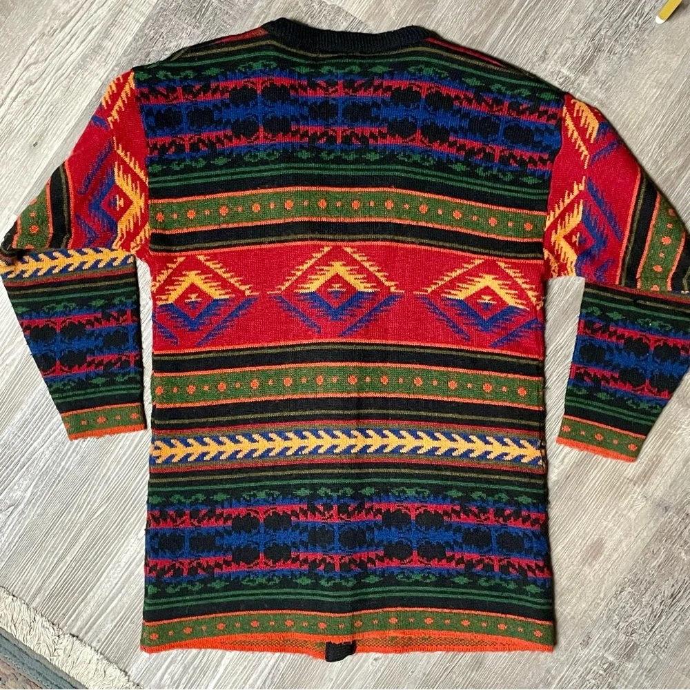 Vintage 1990s Kathryn Deene New York Wool Blend Western Knit Cardigan - Picture 12 of 12
